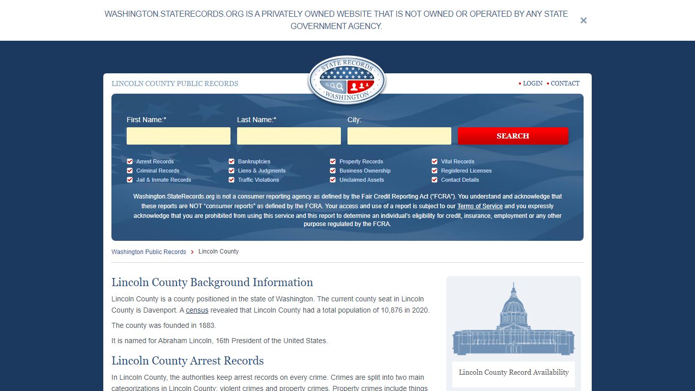 Lincoln County Arrest, Court, and Public Records | StateRecords.org